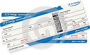 Pattern of two airline boarding pass tickets