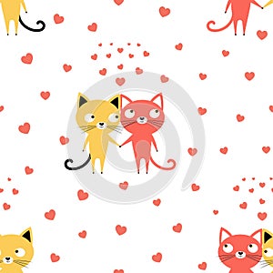 Pattern with two lovers of cats