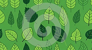 Pattern of various green leaves on
