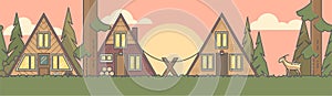 Pattern vector illustration border sunset touristic village