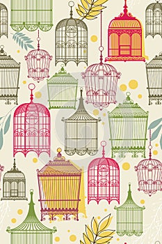 Pattern with vintag birdcages
