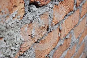 Pattern of Vintage Old Red Brick Wall Texture Red Color Background Stock Photograph