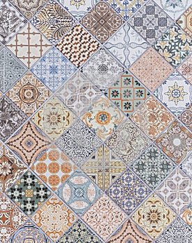 Pattern of vintage style wall tile texture