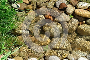 Pattern of water runnong over rocks in a stream