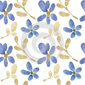 Pattern of watercolor flowers and leaves