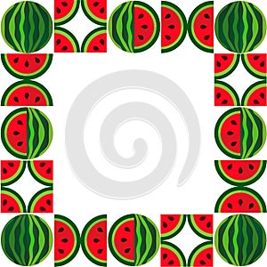 Pattern of watermelon and watermelon slices isolated on a white background .