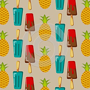 Pattern web pattern ice cream with different flavors background texture - Vector