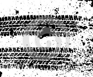 Pattern wet car wheels on the asphalt. Tire track and ink blots Road theme. Vector illustration. Urban design.