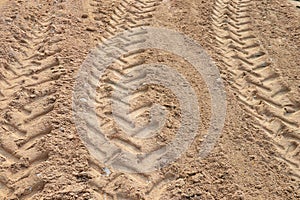 wheels tracks on the soil