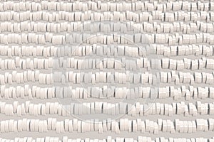 Pattern of white cylinder tablets on white background