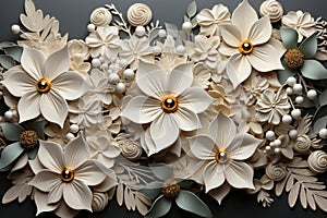 Pattern of white flowers on a gray background