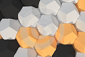 Pattern of white, orange and black hexagonal elements