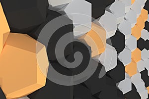 Pattern of white, orange and black hexagonal elements