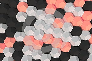 Pattern of white, red and black hexagonal elements