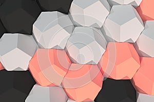 Pattern of white, red and black hexagonal elements