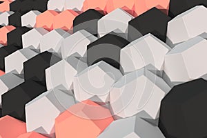 Pattern of white, red and black hexagonal elements