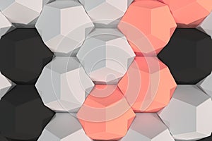 Pattern of white, red and black hexagonal elements