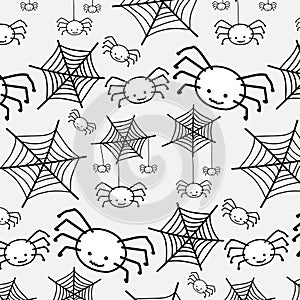 Pattern White spider. Funny Cute cartoon baby character