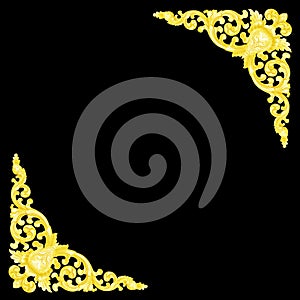 Pattern of wood frame carve flower on black