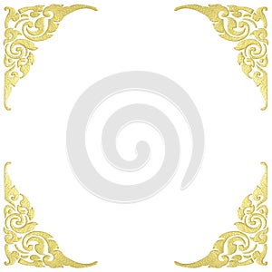 Pattern of wood frame carve flower on white background photo