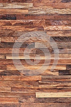 Pattern. Wooden mosaic wall. Mosaic of old wooden slats