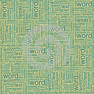 A pattern of words. Words of different sizes