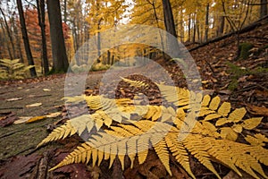 Pattern of yellow fern leaves for autumn photo