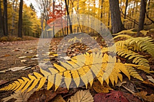 Pattern of yellow fern leaves for autumn photo