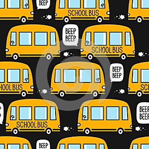 Pattern with yellow school buses