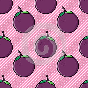 Mangosteen fruit seamless pattern vector illustration