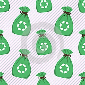 Green garbage bag seamless pattern vector illustration