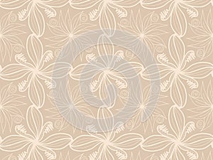 Patterned background, floral design. Brown color, raster