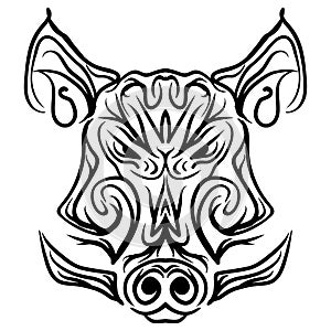 Patterned Boar head Black and white Tattoo