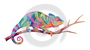 Patterned Chameleon Branch Illustration, vector design Generative AI