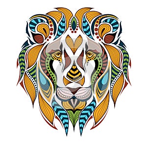 Patterned colored head of the lion.