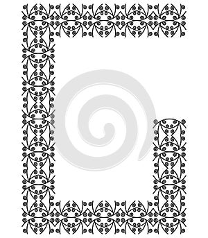 Patterned decorative letter isolated on white background.