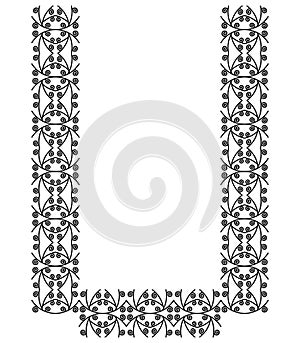 Patterned decorative letter isolated on white background.