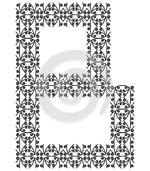 Patterned decorative letter isolated on white background.
