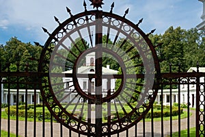 Patterned detail of the wrought-iron entrance gate