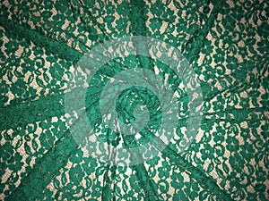 Patterned green lace fabric