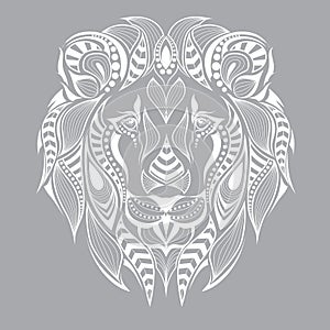 Patterned head of the lion. African / indian / totem / tattoo design. It may be used for design of a t-shirt, bag, postcard and po