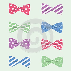 Patterned Hipster Bow Ties Vector Illustration