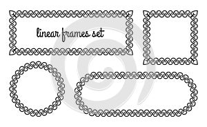 Patterned linear frames on a white background