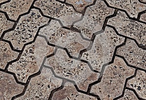 Patterned paving blocks, cement brick floor photo