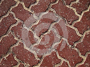 Patterned paving red bricks, cement brick floor