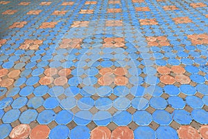 Patterned paving tiles, cement brick floor