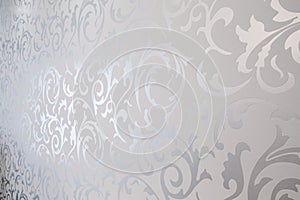 Patterned silver wallpaper