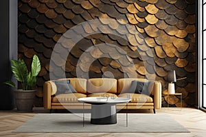 Patterned snake skin wallpaper minimal modern room