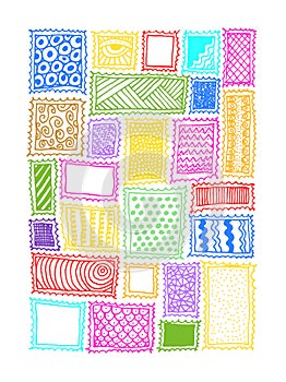 Patterned Stamps Colorful Background