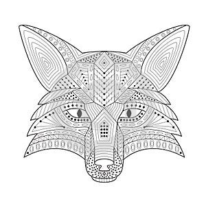 Patterned stylized silhouette of head fox